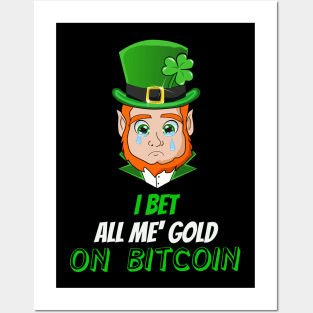 Funny Saint Patricks Day Bitcoin Leprechaun Posters and Art